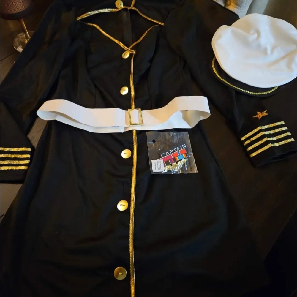Dreamgirl Navy Captain Costume with Black and Gold Accents Size Small